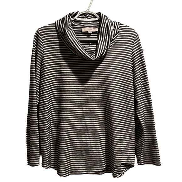 LOFT Sweaters - Loft Pullover Shirt Womens Size M Black White Stripe Cowl
